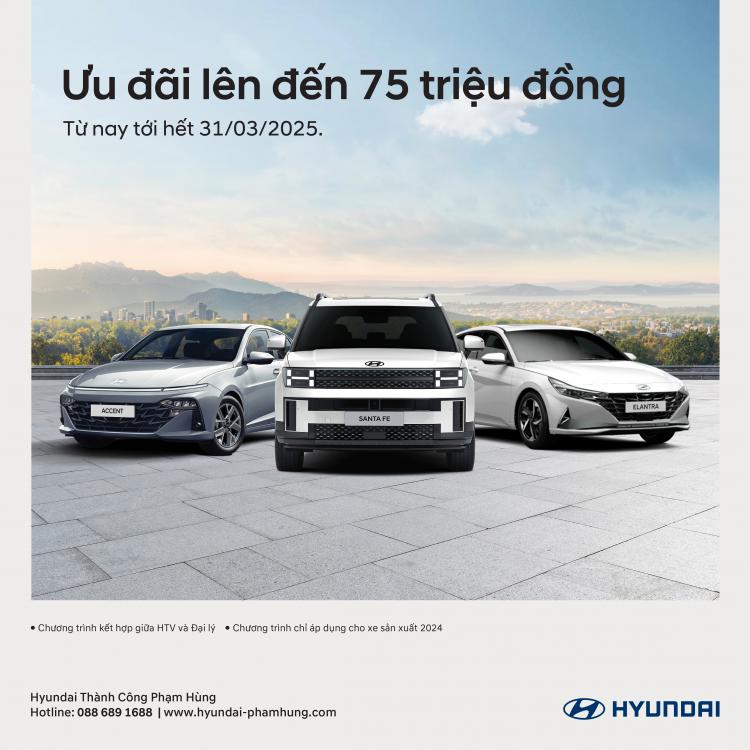 HYUNDAI THÀNH CÔNG TRIỂN KHAI CHƯƠNG TRÌNH ƯU ĐÃI SẢN PHẨM GIÁ TRỊ LÊN ĐẾN 75 TRIỆU ĐỒNG